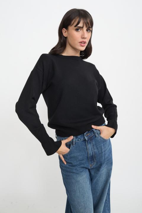 Maglia manica campana nero - Autunno - Inverno 2025 | Brend