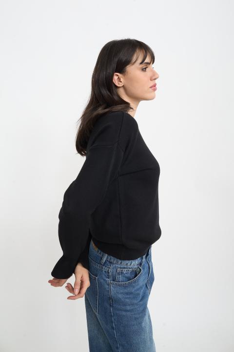 Maglia manica campana nero - Autunno - Inverno 2025 | Brend