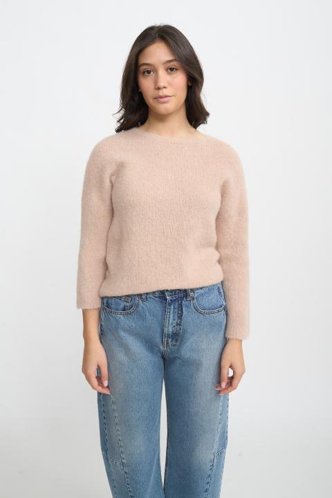 Maglia scollo barca alpaca miele - Autunno - Inverno 2025 | Brend