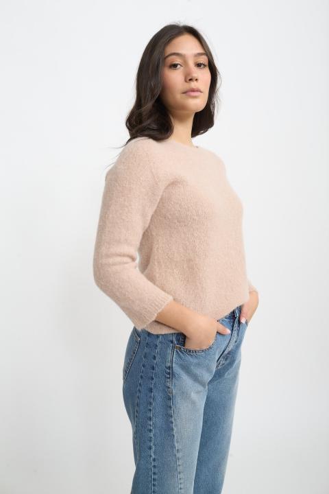 Maglia scollo barca alpaca miele - Autunno - Inverno 2025 | Brend