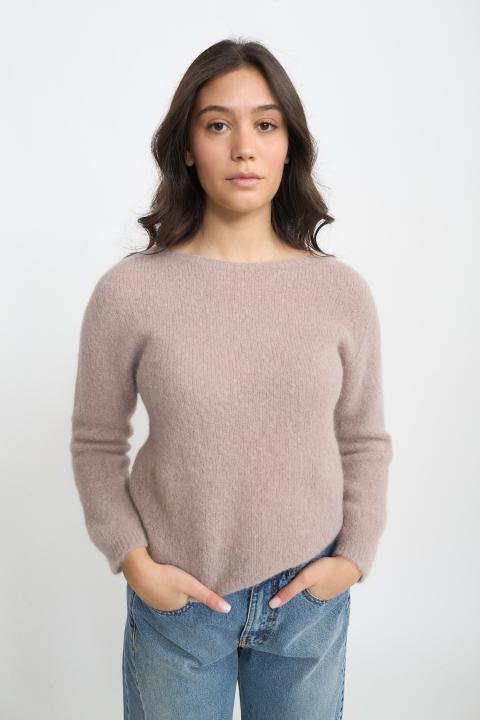 Maglia scollo barca alpaca tortora - Autunno - Inverno 2025 | Brend