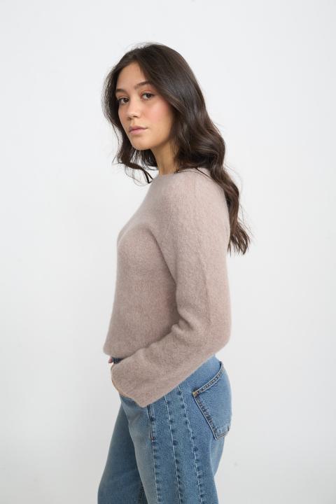 Maglia scollo barca alpaca tortora - Autunno - Inverno 2025 | Brend