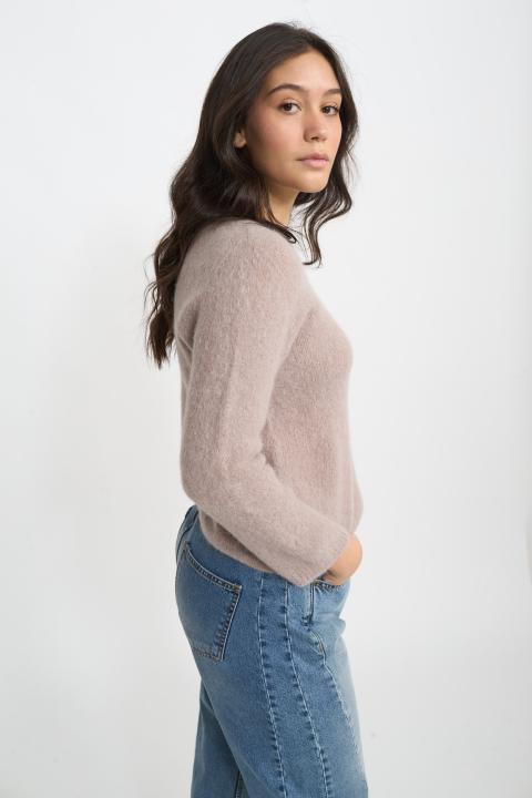 Maglia scollo barca alpaca tortora - Autunno - Inverno 2025 | Brend