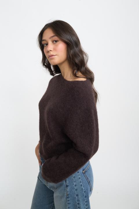 Maglia paricollo alpaca cioccolato fondente - Autunno - Inverno 2025 | Brend
