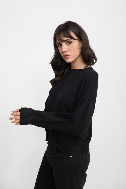 Maglia maniche palloncino nero - Autunno - Inverno 2025 | Brend