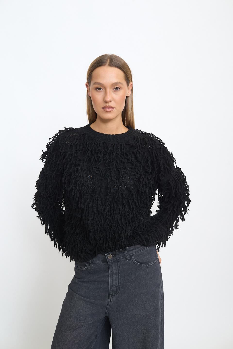 Maglia effetto Mongolia nero - Autunno - Inverno 2025 | Brend