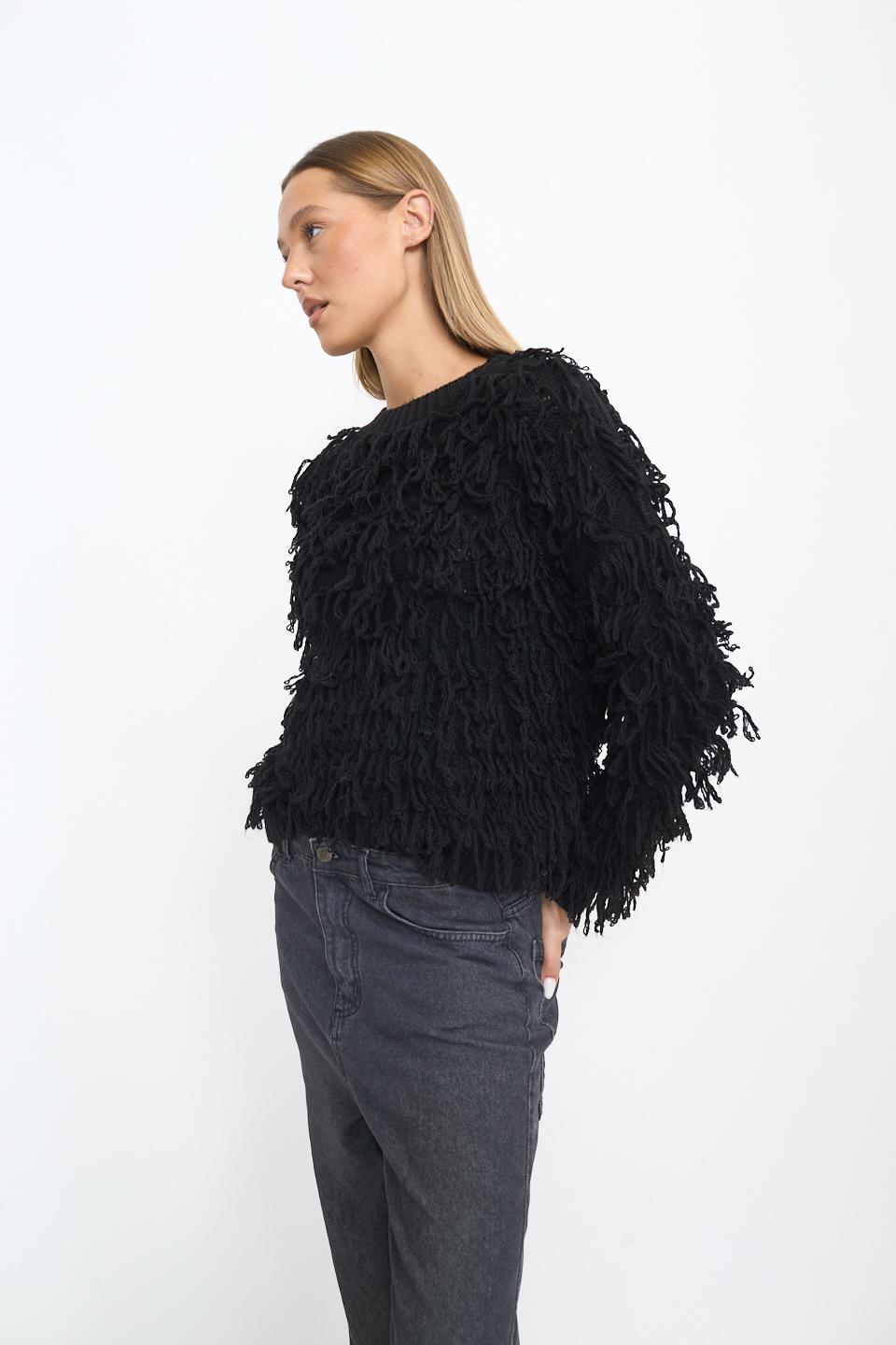 Maglia effetto Mongolia nero - Autunno - Inverno 2025 | Brend
