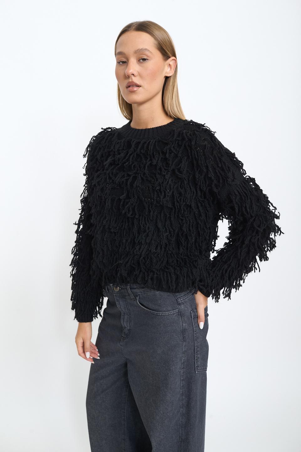 Maglia effetto Mongolia nero - Autunno - Inverno 2025 | Brend