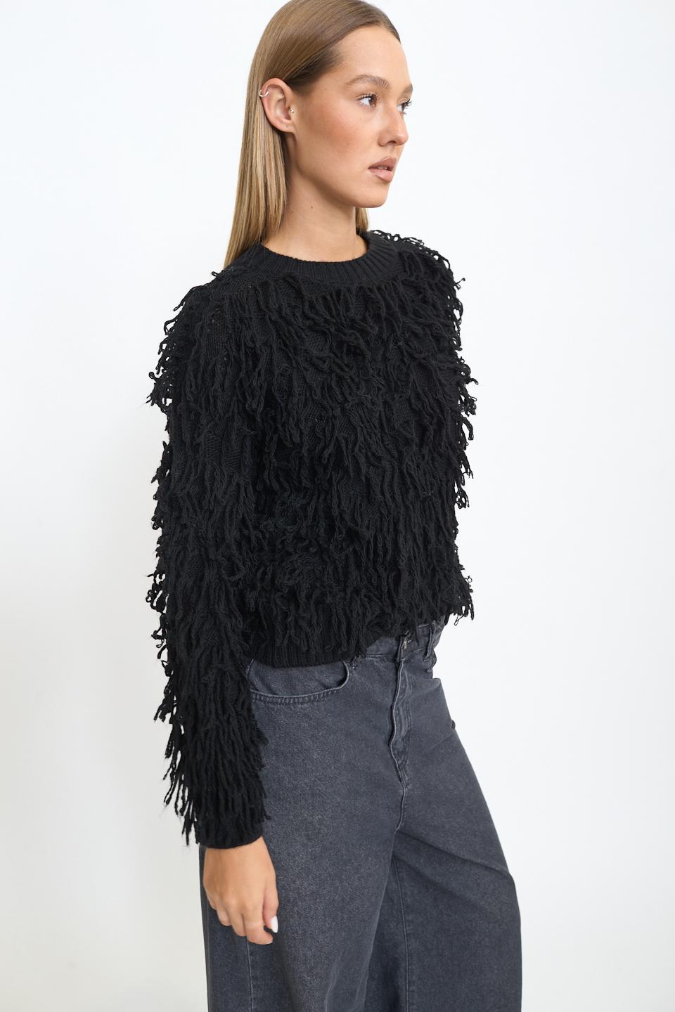 Maglia effetto Mongolia nero - Autunno - Inverno 2025 | Brend