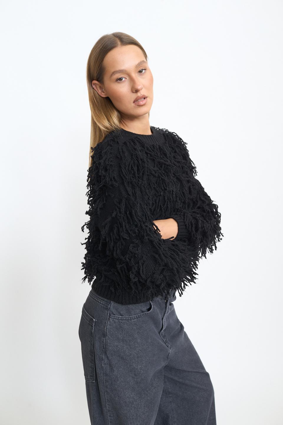 Maglia effetto Mongolia nero - Autunno - Inverno 2025 | Brend
