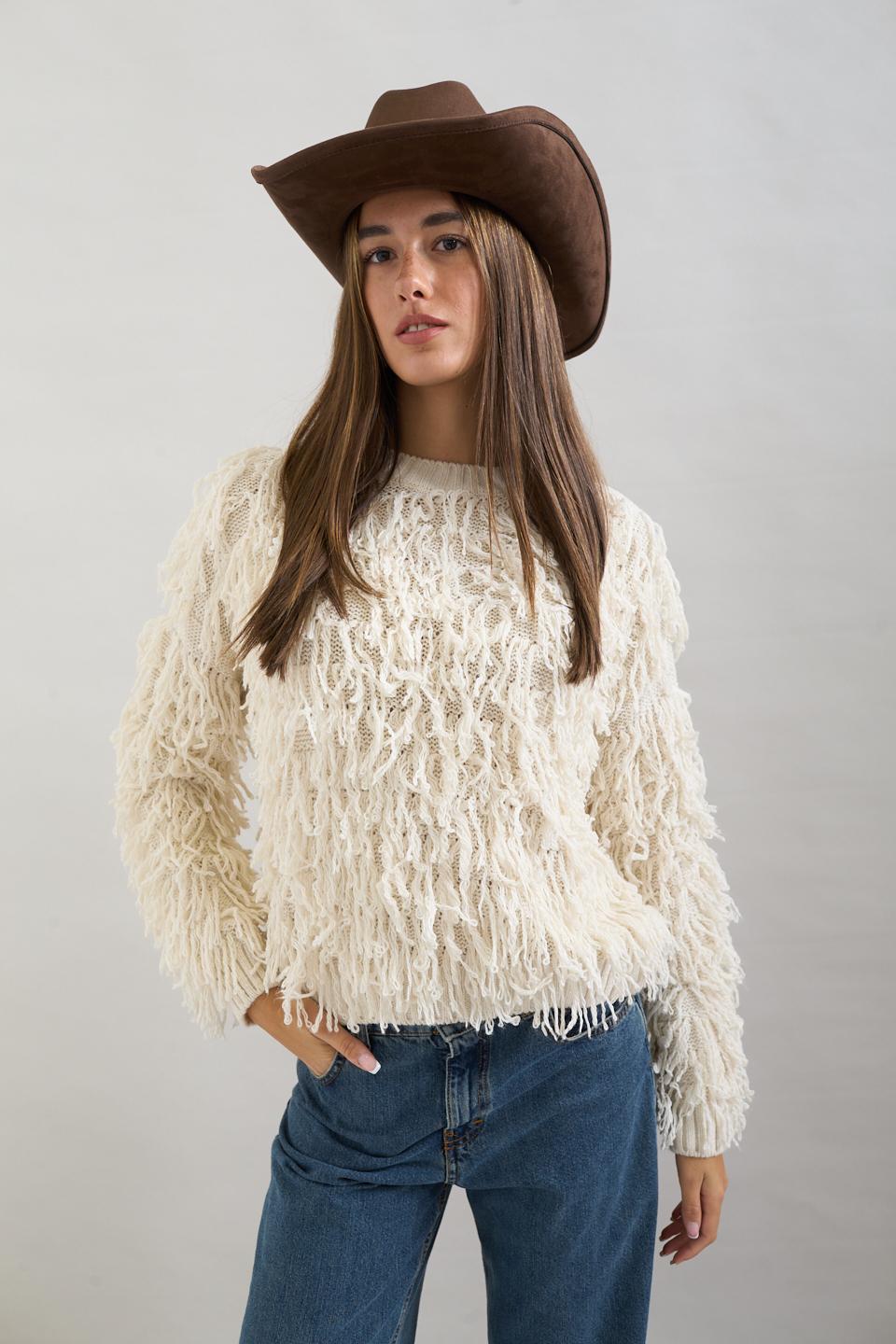 Maglia effetto Mongolia panna - Autunno - Inverno 2025 | Brend