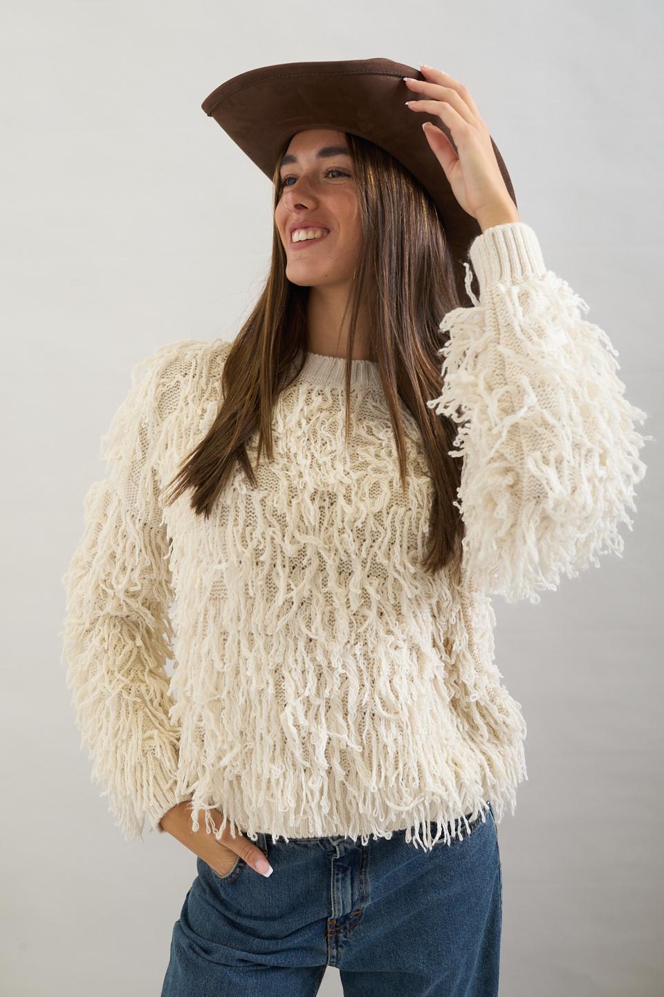 Maglia effetto Mongolia panna - Autunno - Inverno 2025 | Brend