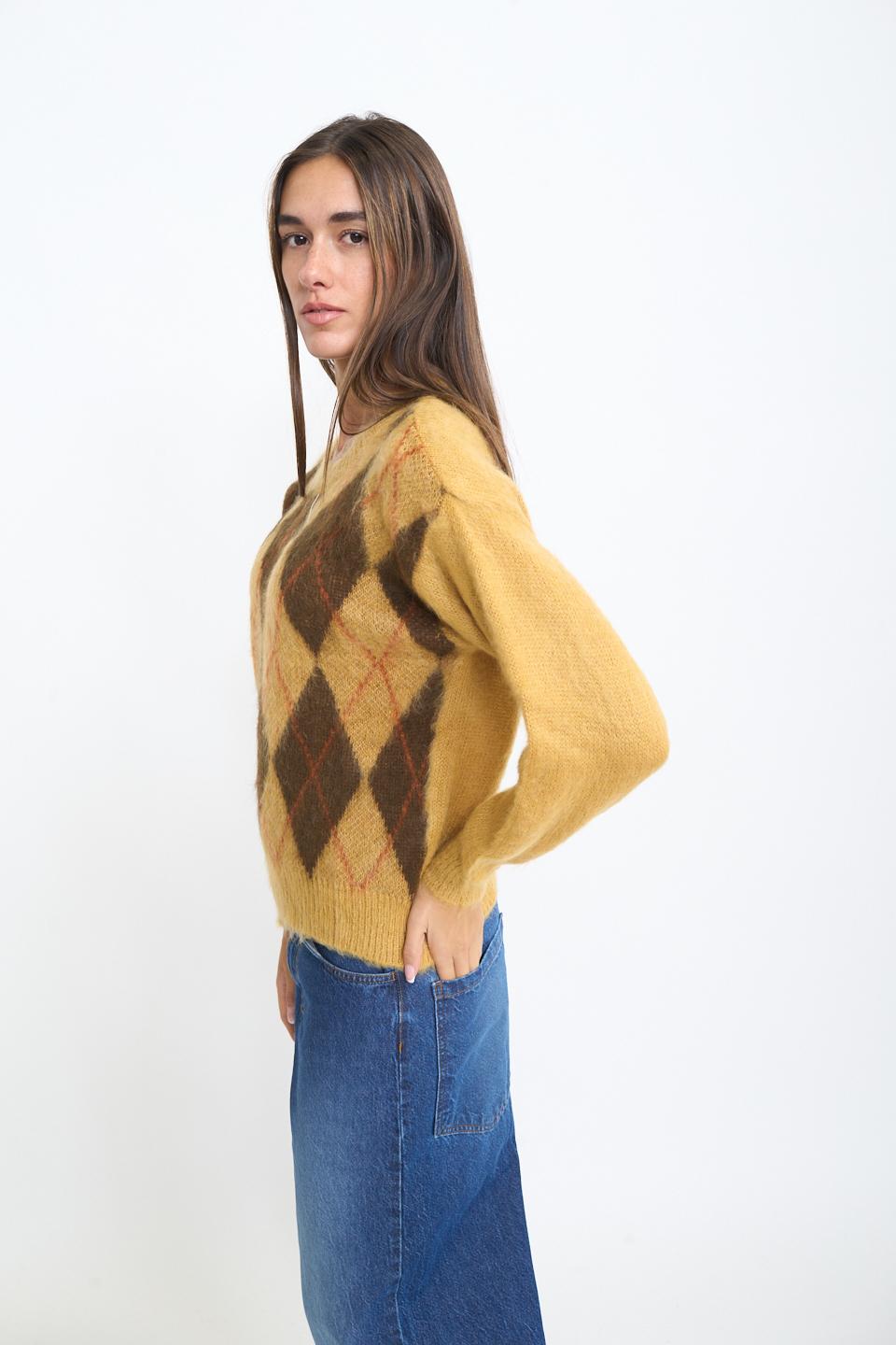 Maglia rombi rombi mostarda - Autunno - Inverno 2025 | Brend