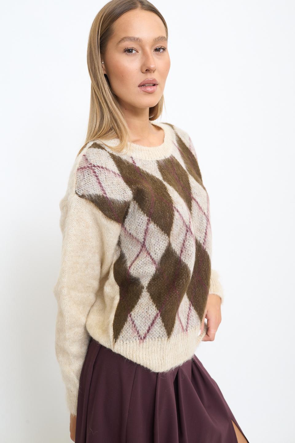 Maglia rombi rombi panna - Autunno - Inverno 2025 | Brend