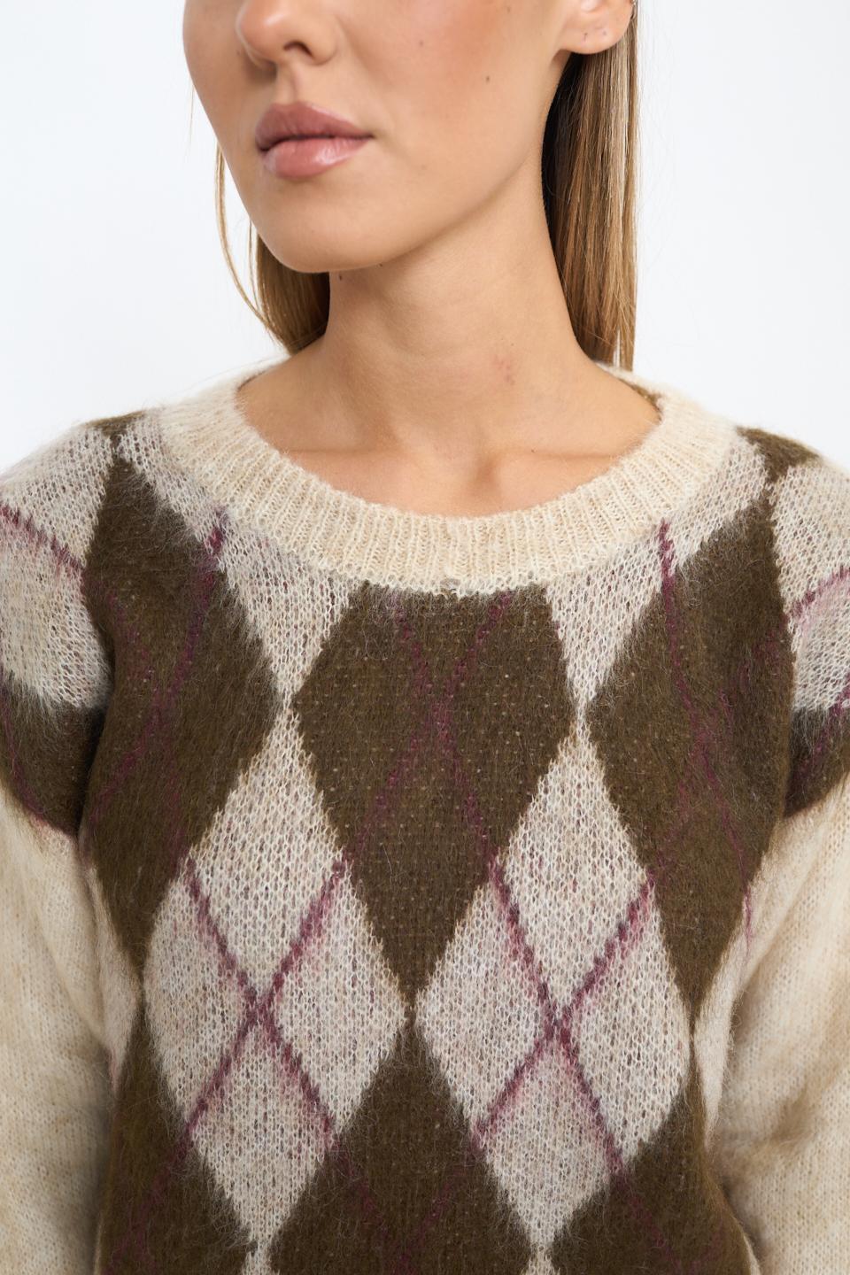 Maglia rombi rombi panna - Autunno - Inverno 2025 | Brend