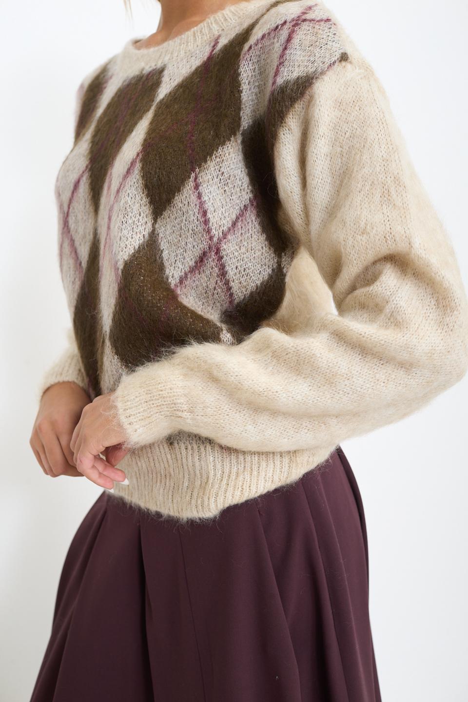 Maglia rombi rombi panna - Autunno - Inverno 2025 | Brend