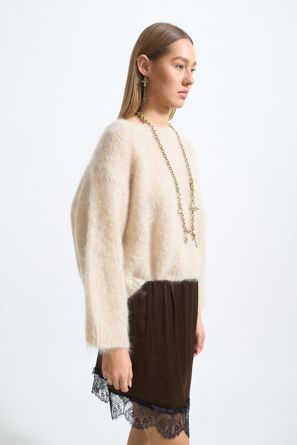 Maglia manica lunga mohair beige - Autunno - Inverno 2025 | Brend