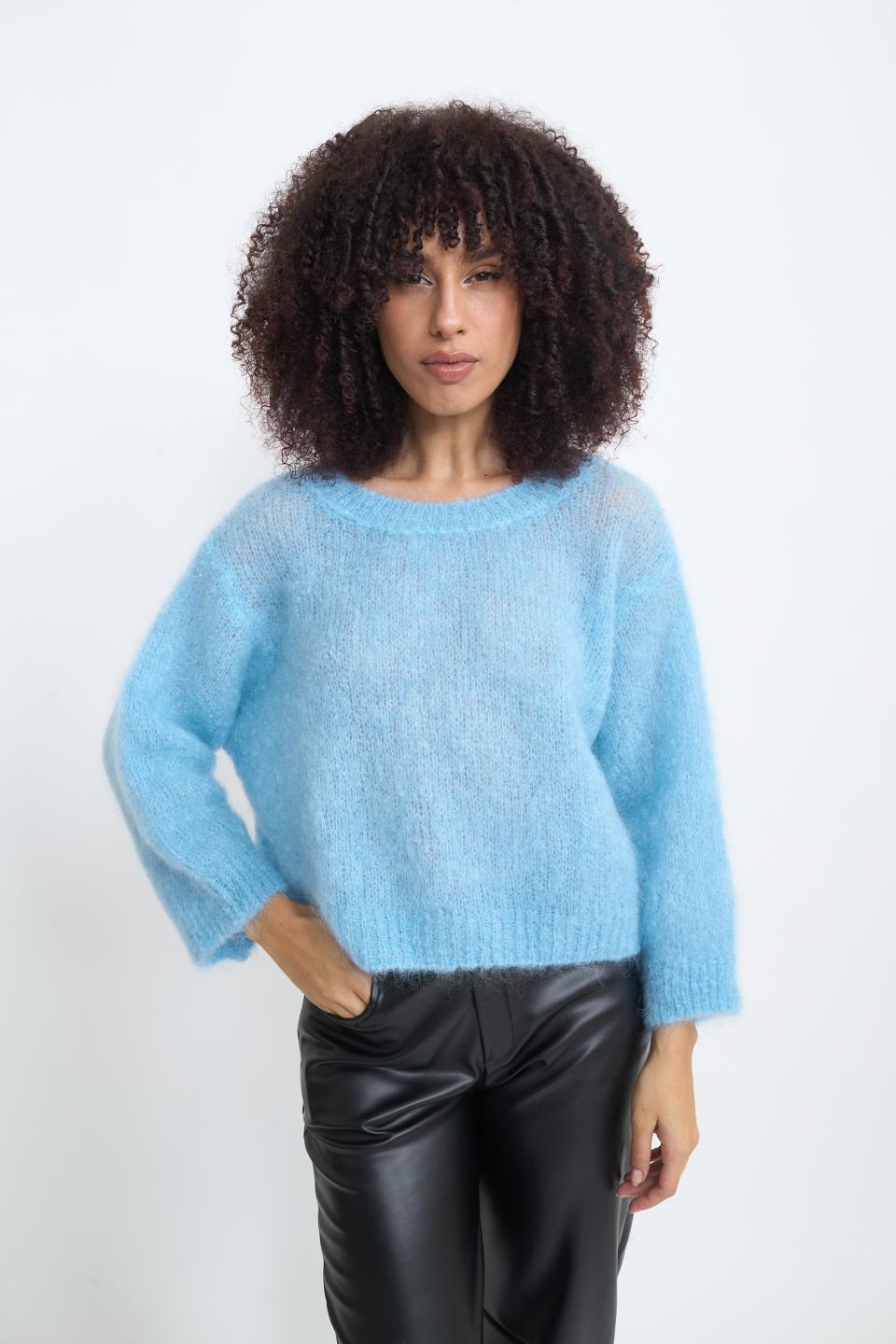 Maglia manica lunga mohair cielo - Autunno - Inverno 2025 | Brend