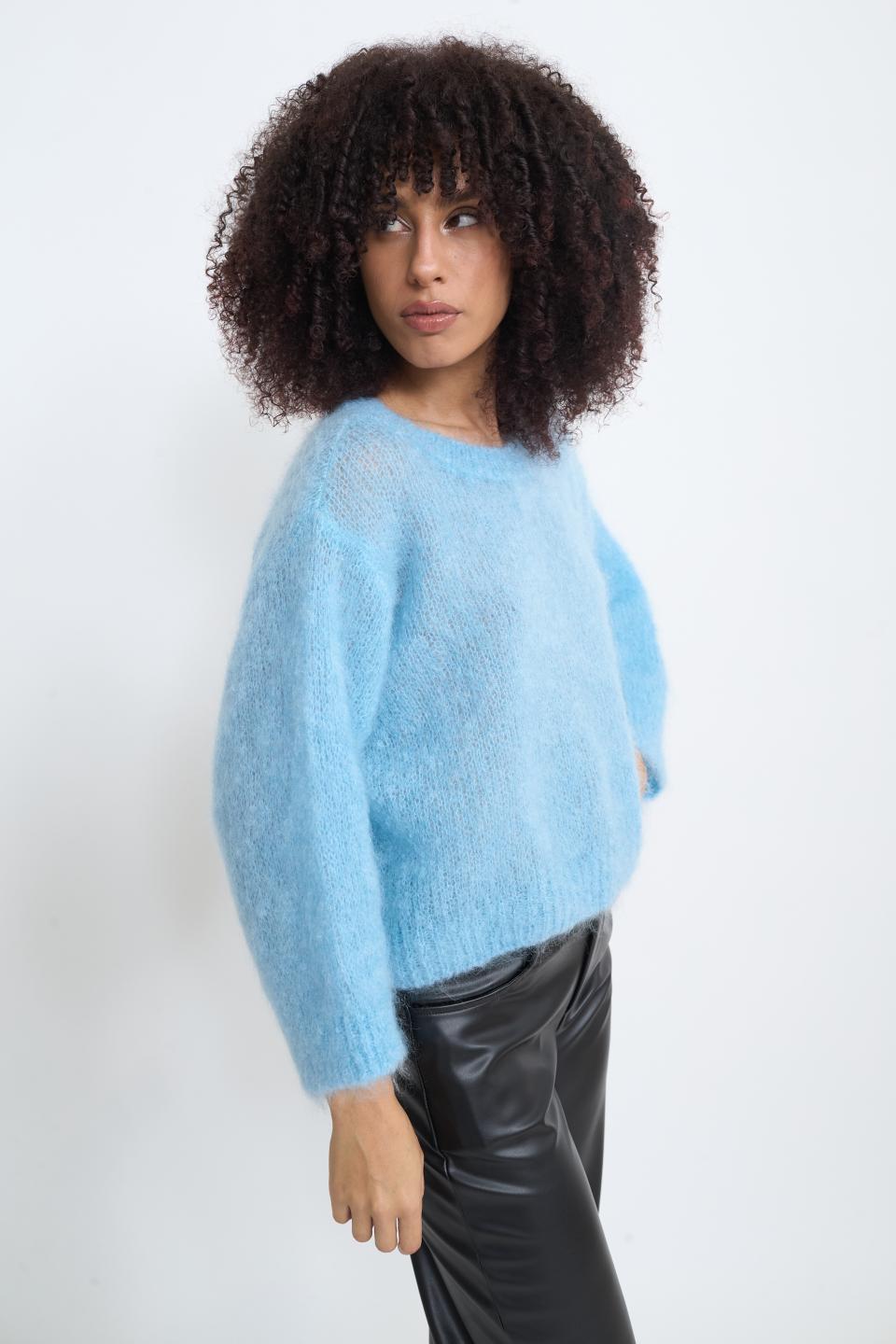 Maglia manica lunga mohair cielo - Autunno - Inverno 2025 | Brend