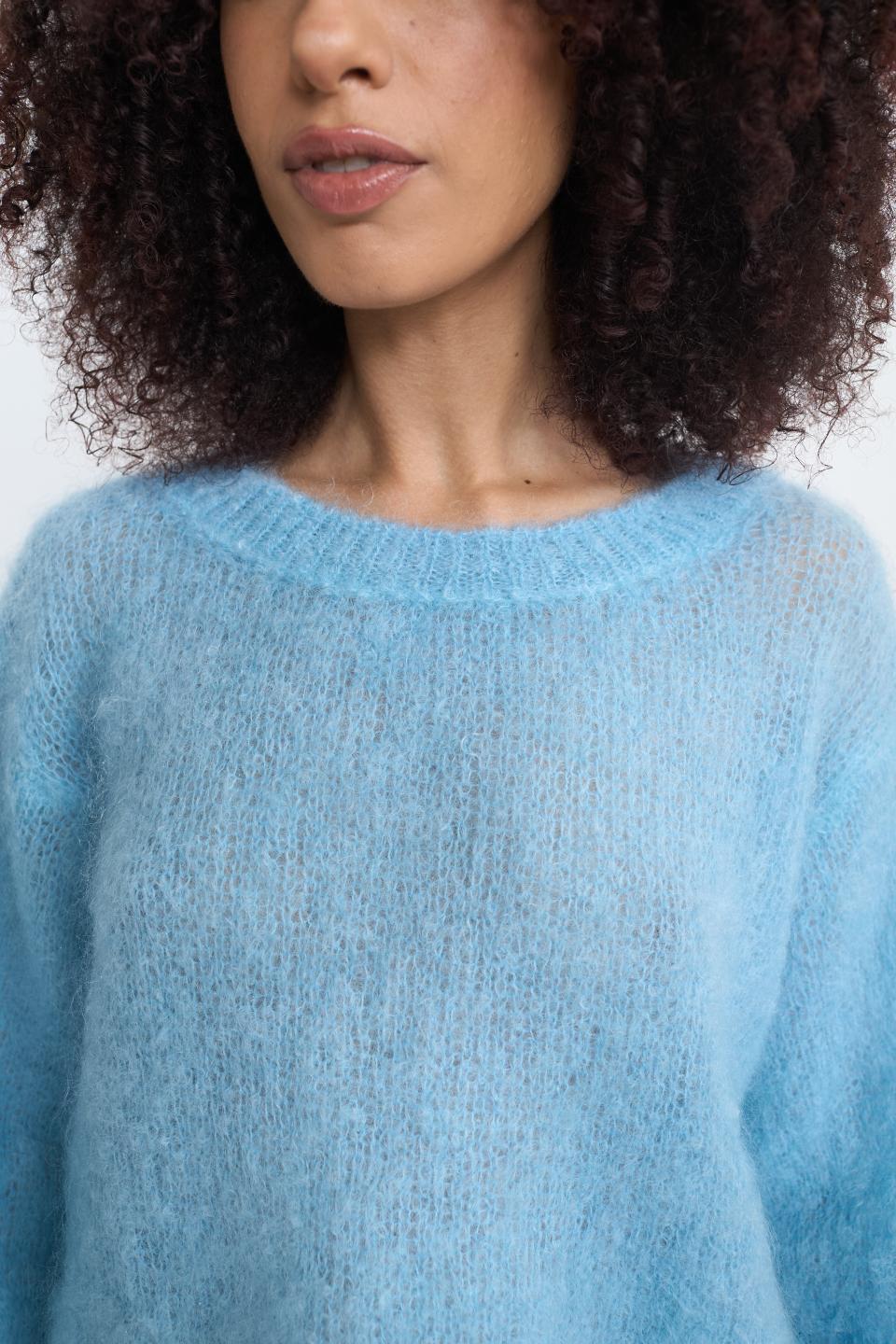 Maglia manica lunga mohair cielo - Autunno - Inverno 2025 | Brend