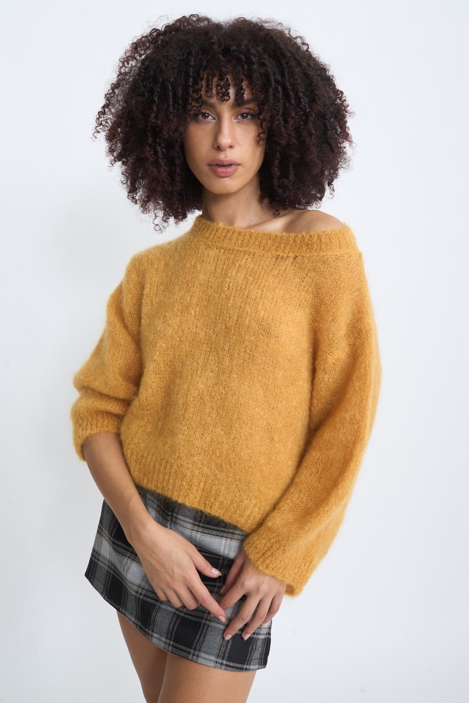 Maglia manica lunga mohair mostarda - Autunno - Inverno 2025 | Brend