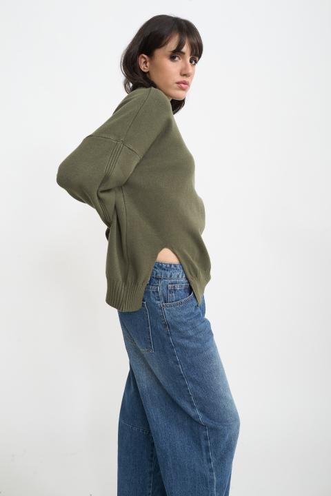 Maglia girocollo banda kaki - Autunno - Inverno 2025 | Brend