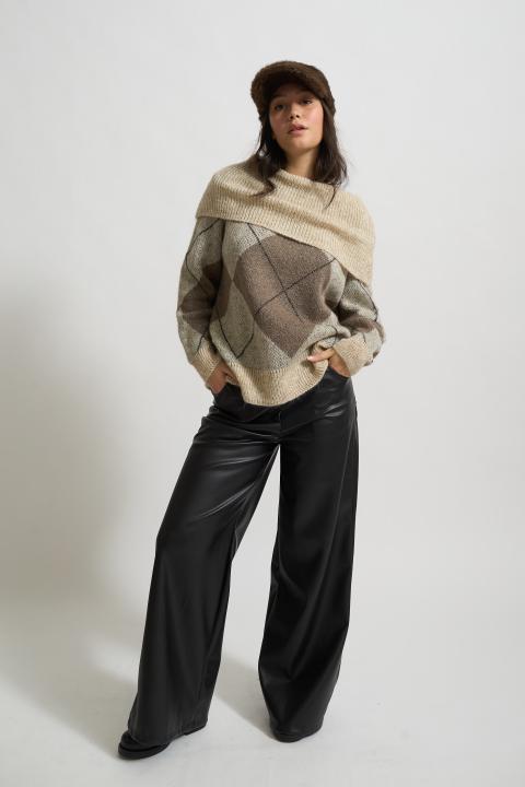 Maglia scollo shiffer rombi rombi panna - Autunno - Inverno 2025 | Brend