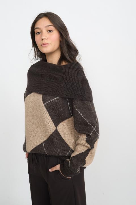 Maglia scollo shiffer rombi rombi moro - Autunno - Inverno 2025 | Brend