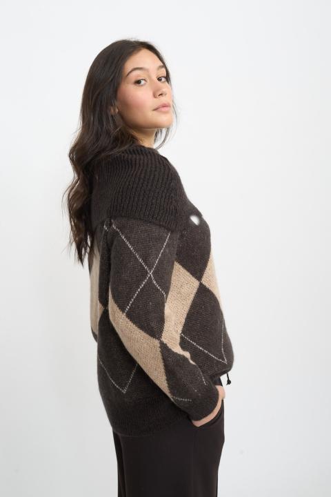 Maglia scollo shiffer rombi rombi moro - Autunno - Inverno 2025 | Brend