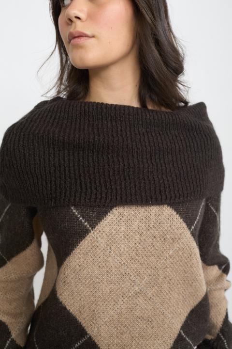 Maglia scollo shiffer rombi rombi moro - Autunno - Inverno 2025 | Brend