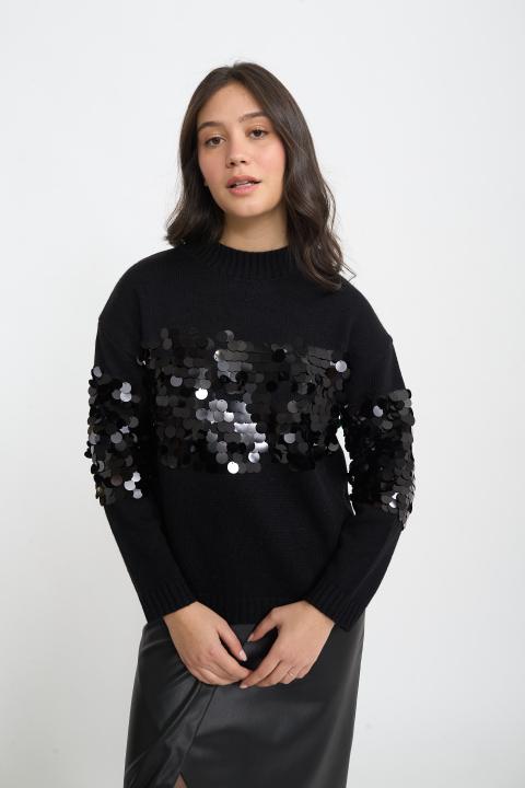 Maglia paillettes grandi nero - Autunno - Inverno 2025 | Brend