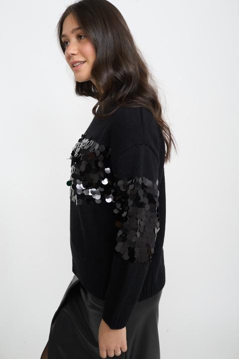Maglia paillettes grandi nero - Autunno - Inverno 2025 | Brend