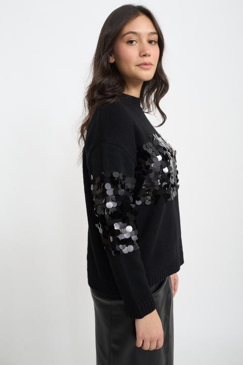 Maglia paillettes grandi nero - Autunno - Inverno 2025 | Brend