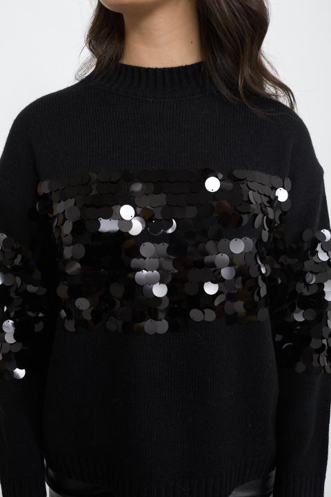 Maglia paillettes grandi nero - Autunno - Inverno 2025 | Brend