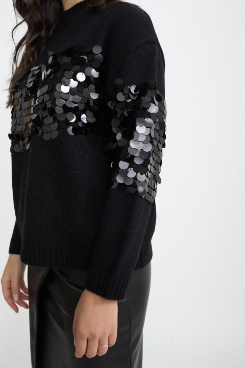 Maglia paillettes grandi nero - Autunno - Inverno 2025 | Brend