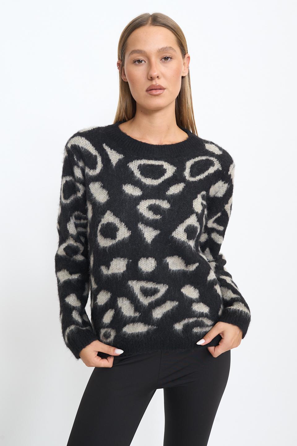 Maglia girocollo fantasia maculato beige - Autunno - Inverno 2025 | Brend