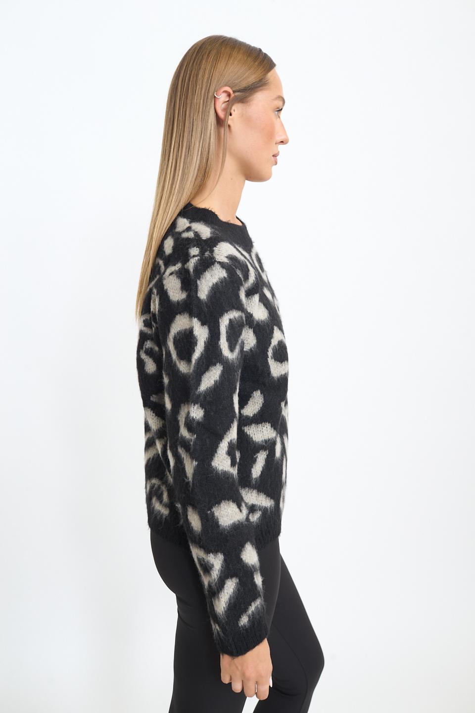 Maglia girocollo fantasia maculato beige - Autunno - Inverno 2025 | Brend