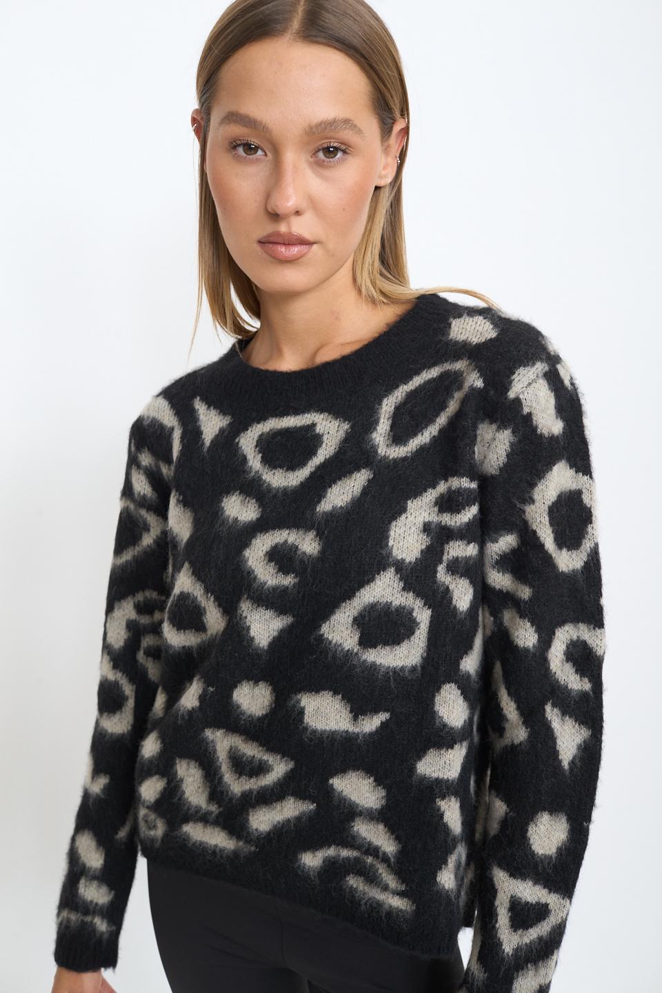 Maglia girocollo fantasia maculato beige - Autunno - Inverno 2025 | Brend