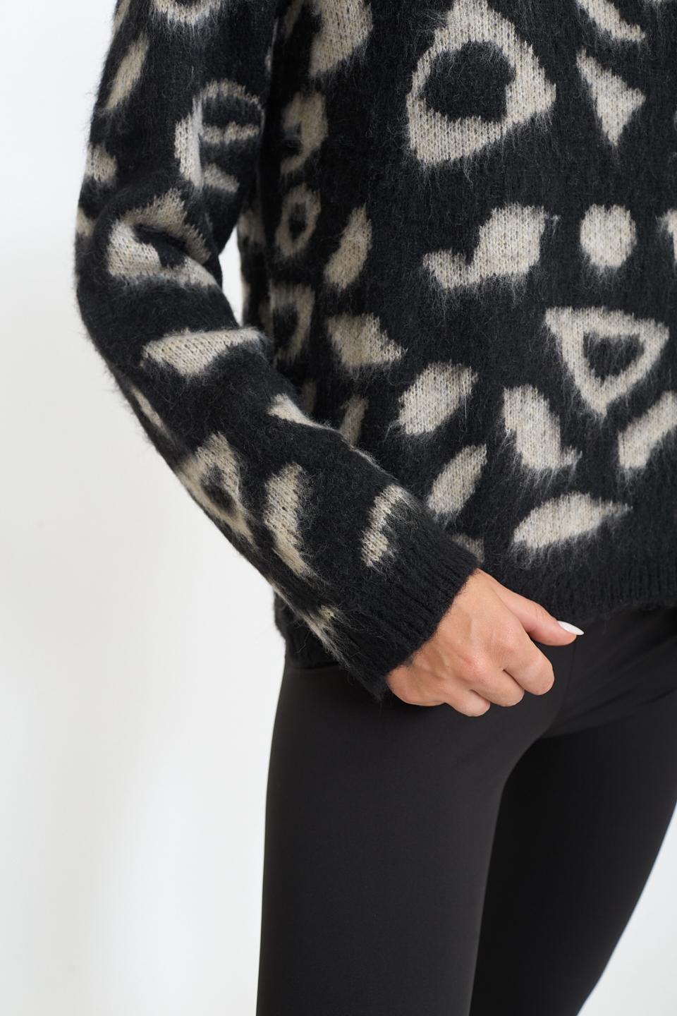 Maglia girocollo fantasia maculato beige - Autunno - Inverno 2025 | Brend