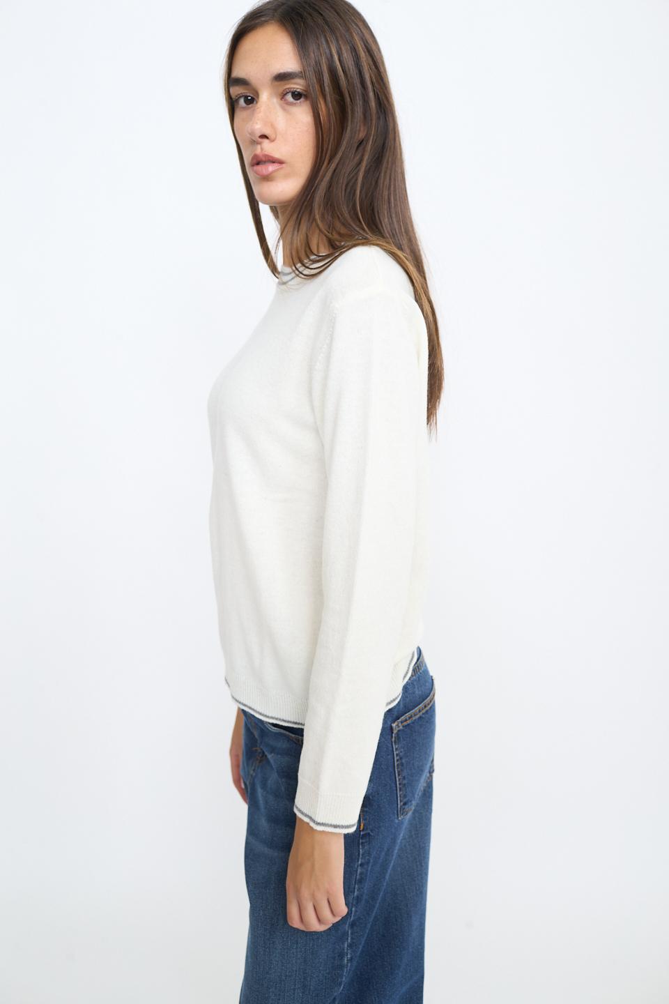 Maglia girocollo panna / grigio - Autunno - Inverno 2025 | Brend