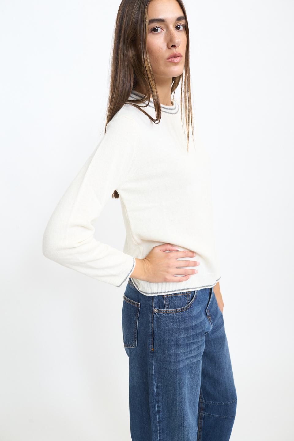 Maglia girocollo panna / grigio - Autunno - Inverno 2025 | Brend
