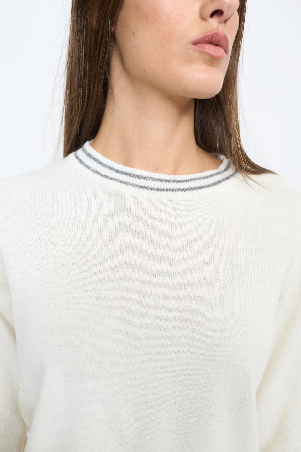 Maglia girocollo panna / grigio - Autunno - Inverno 2025 | Brend
