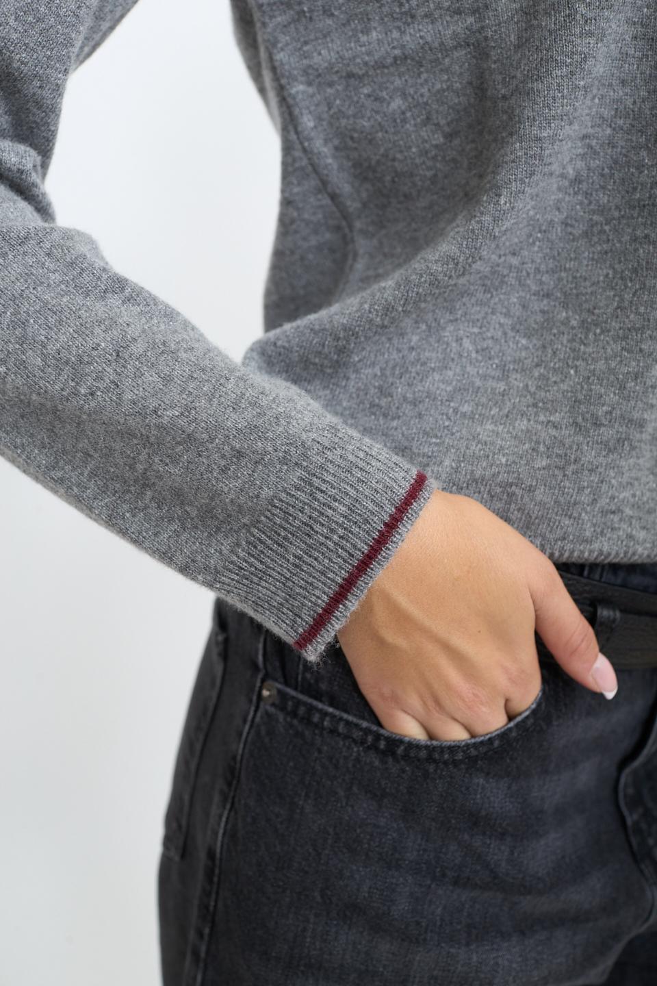 Maglia girocollo bordino grigio/burgundy - Autunno - Inverno 2025 | Brend