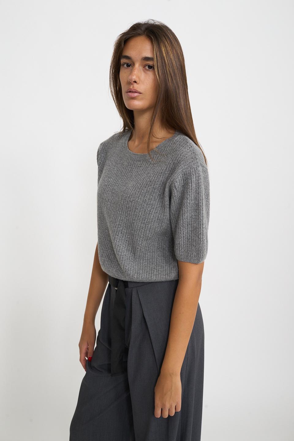 Maglia mezza manica traforata grigio - Autunno - Inverno 2026 | Brend