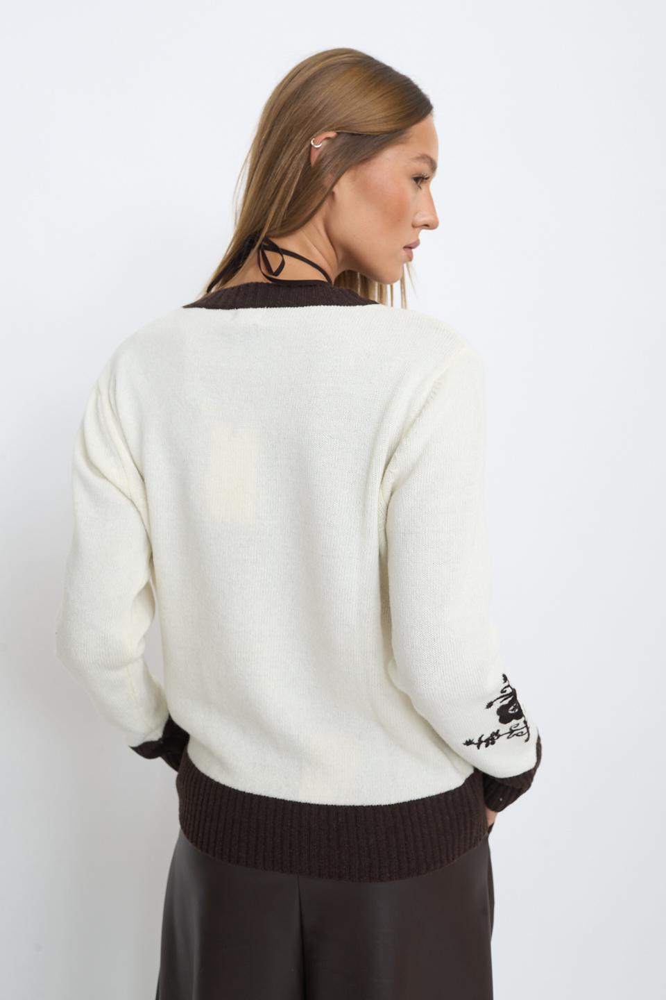 Maglia con ricami panna ricamo moro - Autunno - Inverno 2025 | Brend