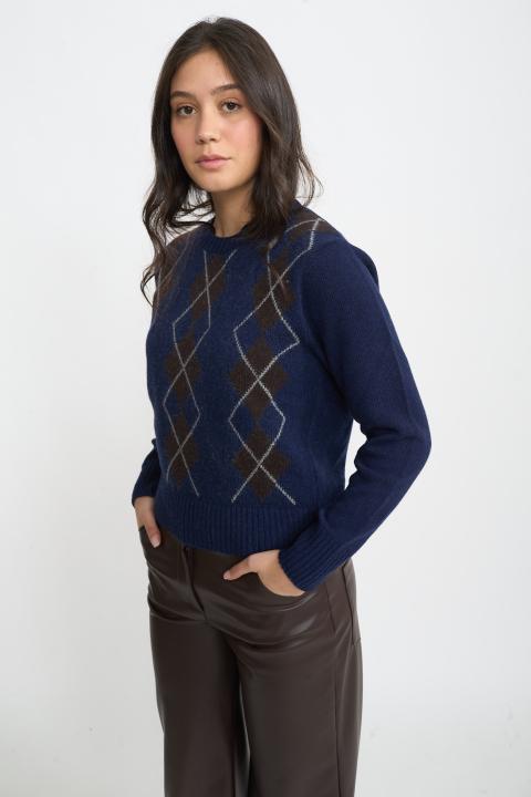 Maglia rombi blu/moro - Autunno - Inverno 2025 | Brend