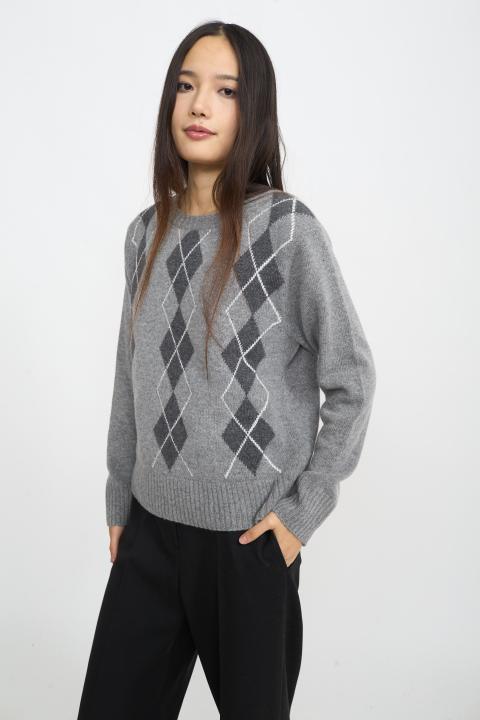 Maglia rombi grigio medio/grigio scuro - Autunno - Inverno 2025 | Brend