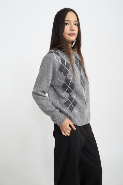 Maglia rombi grigio medio/grigio scuro - Autunno - Inverno 2025 | Brend