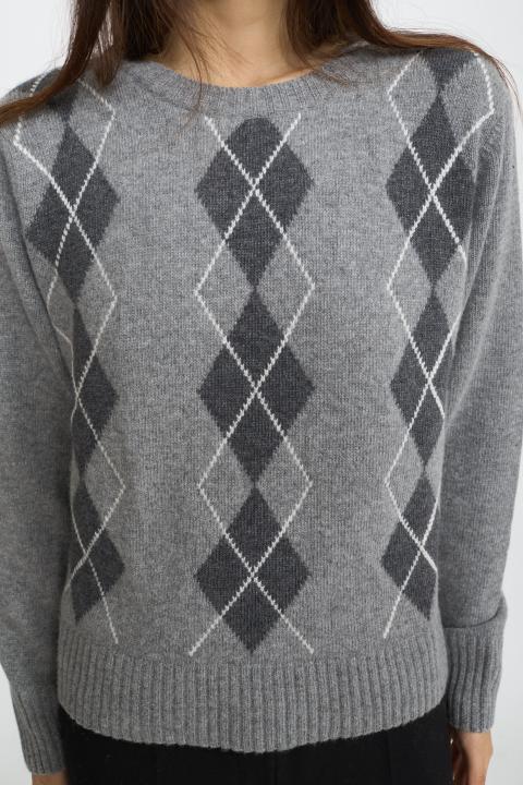 Maglia rombi grigio medio/grigio scuro - Autunno - Inverno 2025 | Brend