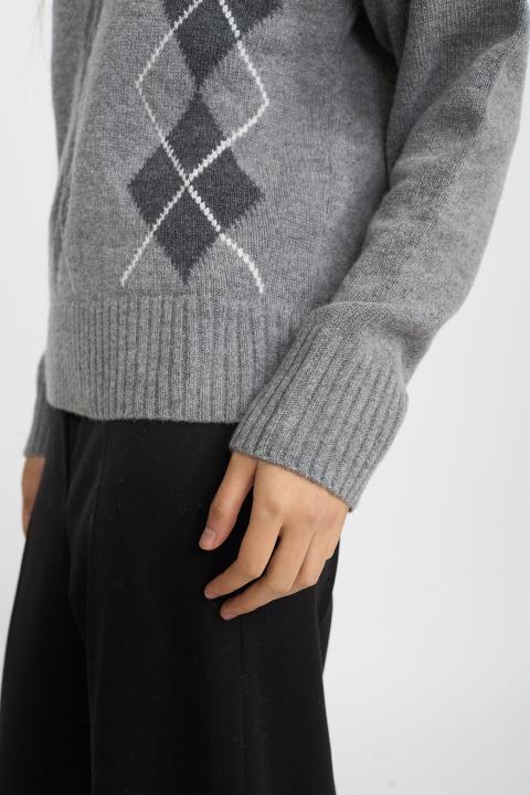 Maglia rombi grigio medio/grigio scuro - Autunno - Inverno 2025 | Brend